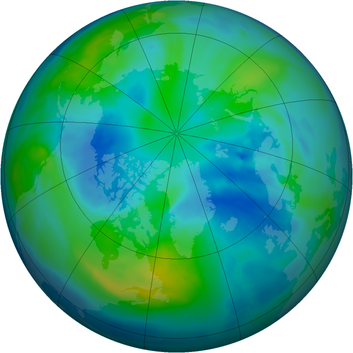 Arctic ozone map for 13 October 2009